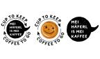 Aufkleber mit Cup To Keep-Logo ges&auml;umt von zwei Sprechblasen