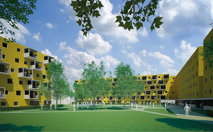 Rendering: Mitiska Wäger Rendering der Wohnbauten