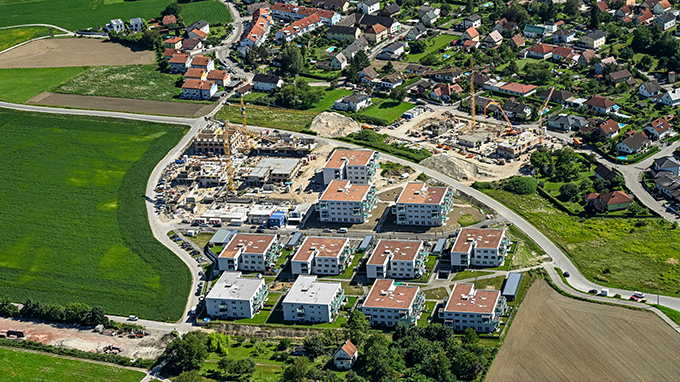 Foto: Luftbild der Baustelle der GWG in der Auhirschgasse