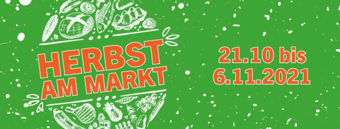 Sujet der Aktion Herbst am Markt: Grafik mit typischen Markt-Produkten