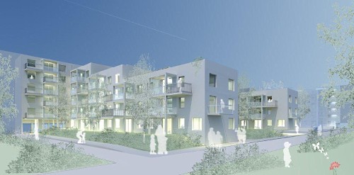 Blick aus Südosten - Rendering: Arch. Karrer Blick aus Südosten - Rendering: Arch. Karrer