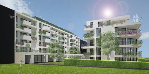 Blick aus Südosten - Rendering: Arch. Kneidinger Blick aus Südosten - Rendering: Arch. Kneidinger