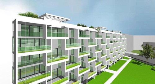 Blick aus Nordwesten - Rendering: Architekt Drexel Blick aus Nordwesten - Rendering: Architekt Drexel