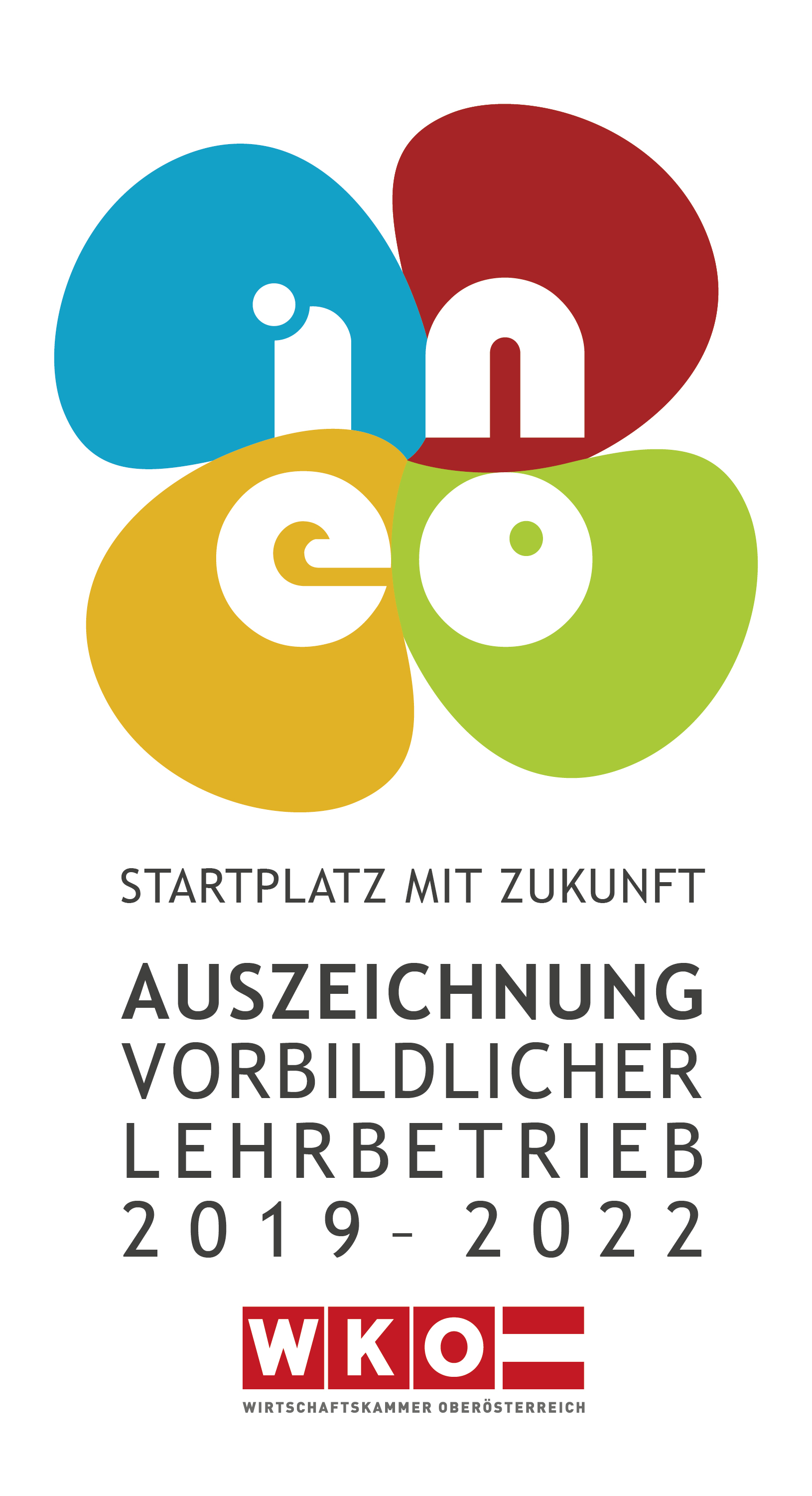 Logo "Ineo" – Startplatz mit Zukunft, Auszeichnung vorbildlicher Lehrbetrieb 2019–2022 – Logo WKO